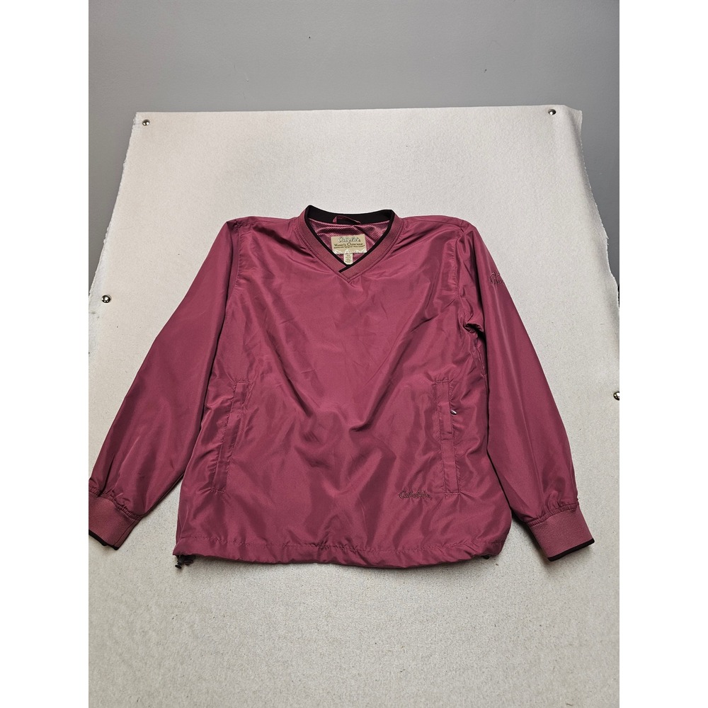 Cabelas Womens Outerwear V-Neck Windbreaker Pullover Burgundy Small